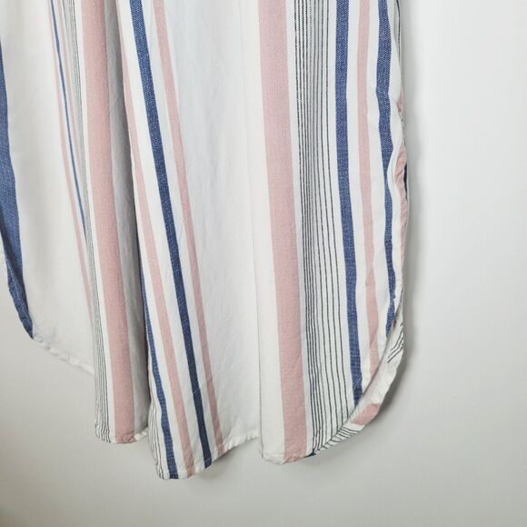 EN CREME Relaxed Cropped Striped Jumpsuit Size M Culotte Spaghetti Strap V Neck - Picture 8 of 11